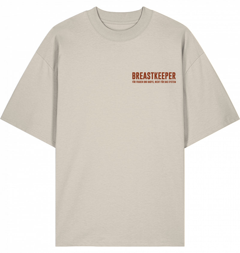 Breastkeeper - Shirt Beige - Druck Rot-Orange