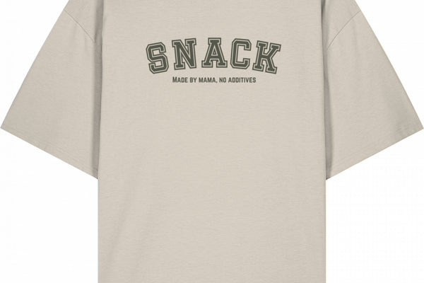 Snack Shirt – Made by Mama, No Additives (Cream-Grün)